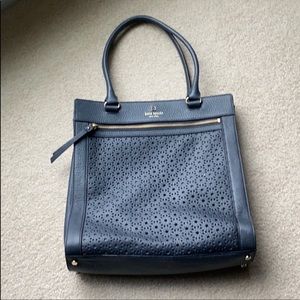 Kate Spade ♠️ Laser Cut Navy Tote Bag